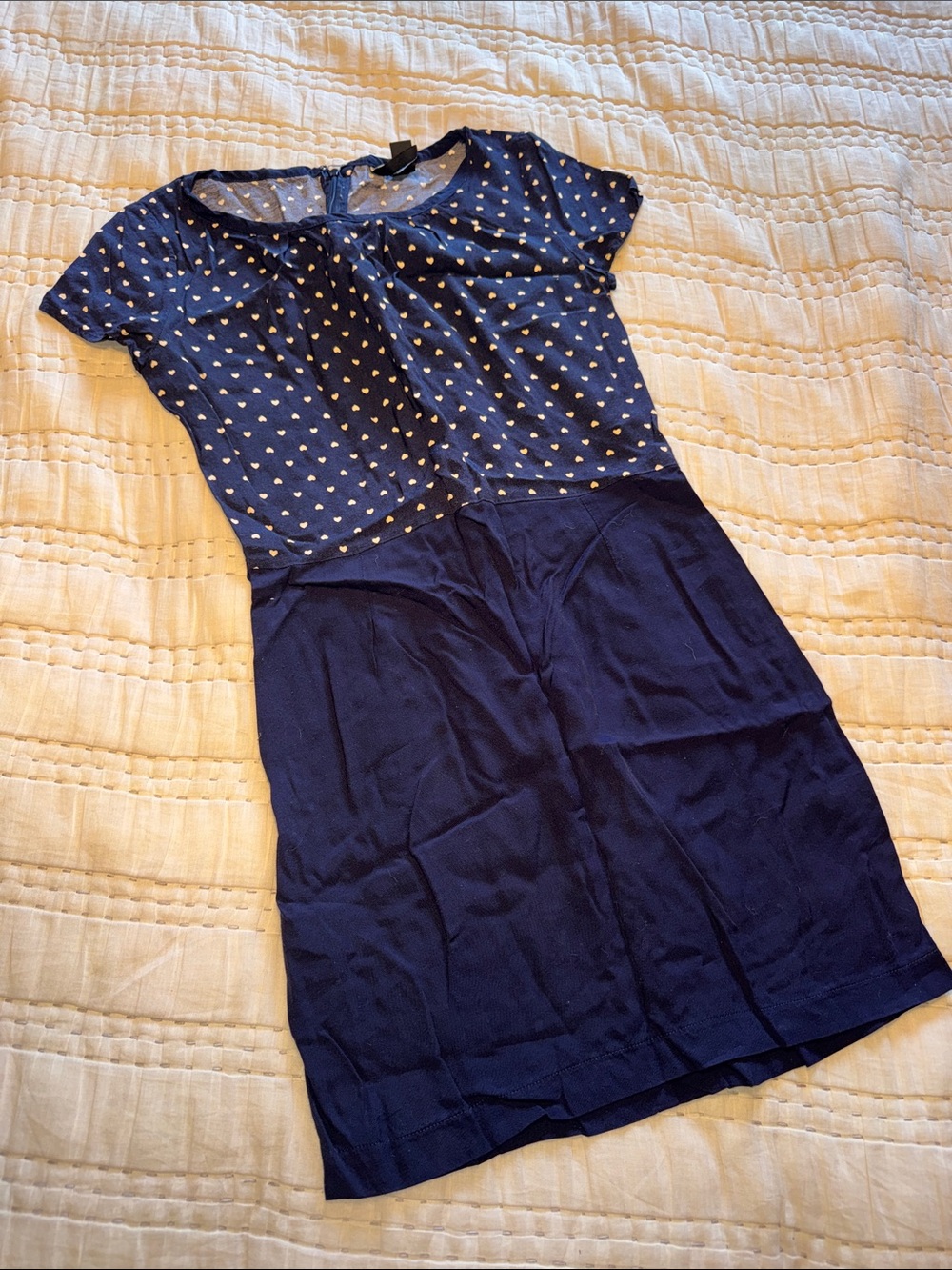 Mango Navy Midi Dress with White Heart Print